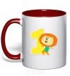 Mug with a colored handle 1 year old lion red фото