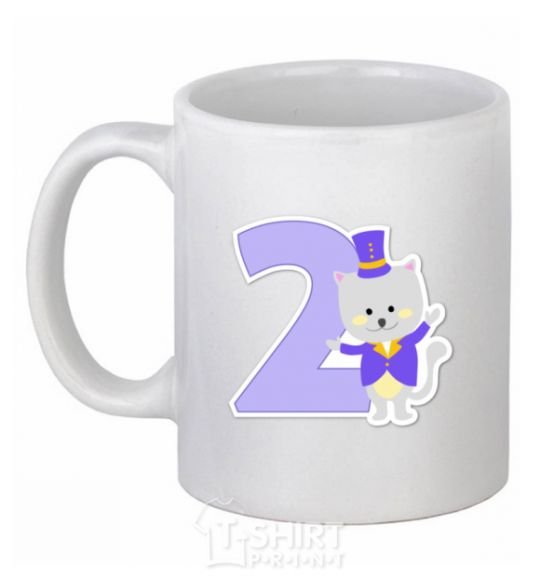 Ceramic mug 2 year old cat White фото