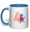 Mug with a colored handle 4 year old wolf royal-blue фото