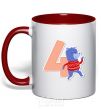 Mug with a colored handle 4 year old wolf red фото