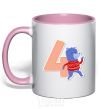 Mug with a colored handle 4 year old wolf light-pink фото