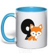 Mug with a colored handle 9 year old fox sky-blue фото