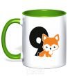 Mug with a colored handle 9 year old fox kelly-green фото