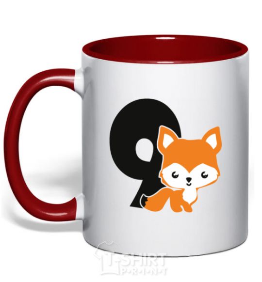 Mug with a colored handle 9 year old fox red фото