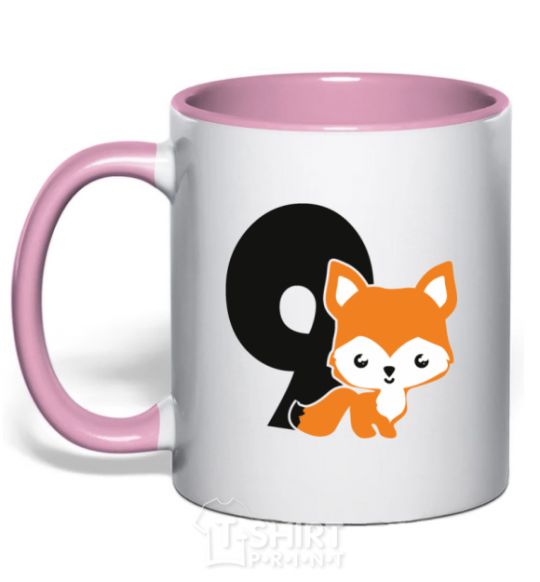 Mug with a colored handle 9 year old fox light-pink фото