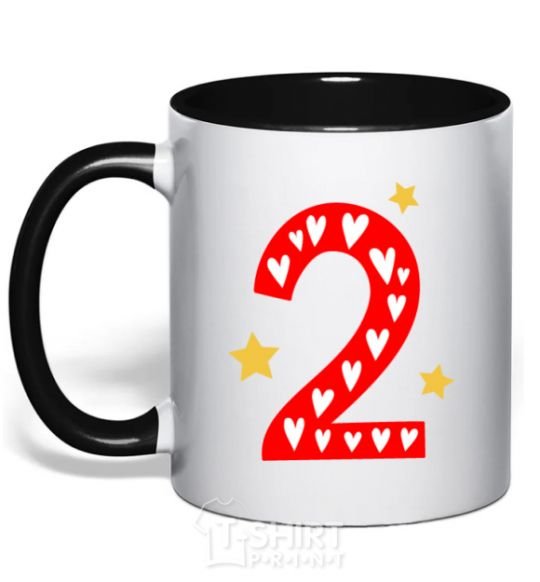 Mug with a colored handle 2 года сердечко black фото