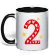 Mug with a colored handle 2 года сердечко black фото