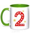 Mug with a colored handle 2 года сердечко kelly-green фото