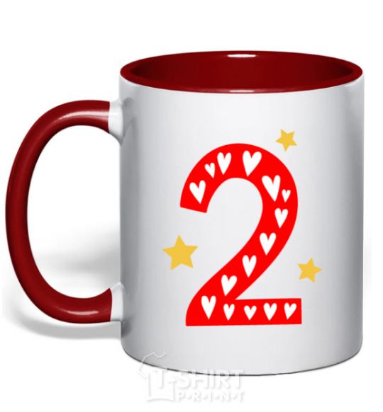 Mug with a colored handle 2 года сердечко red фото