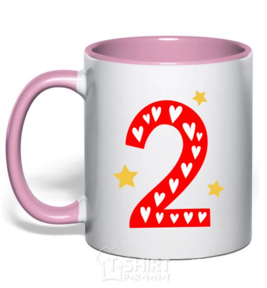 Mug with a colored handle 2 года сердечко light-pink фото