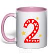 Mug with a colored handle 2 года сердечко light-pink фото