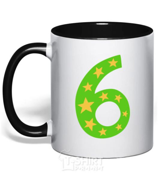 Mug with a colored handle 6 years stars black фото