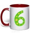 Mug with a colored handle 6 years stars red фото