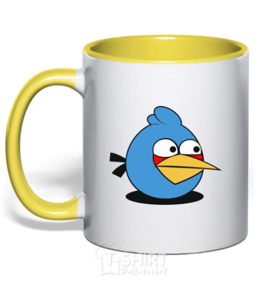 Mug with a colored handle Angry bird blue bird yellow фото