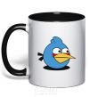 Mug with a colored handle Angry bird blue bird black фото