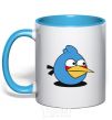 Mug with a colored handle Angry bird blue bird sky-blue фото