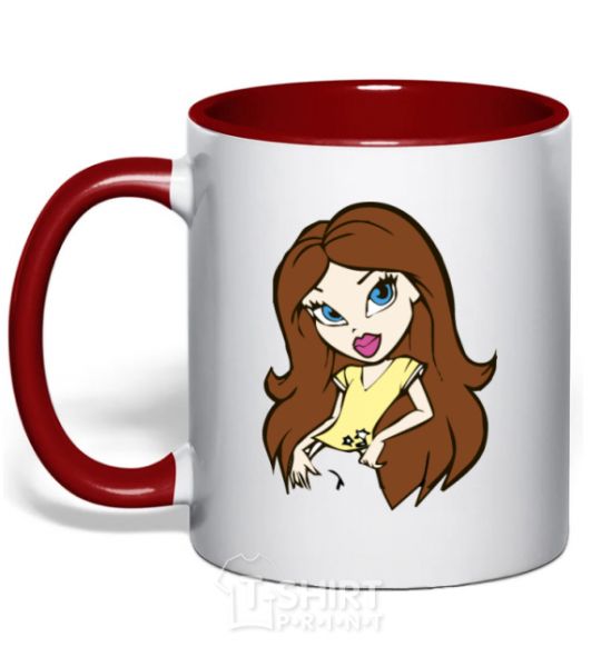 Mug with a colored handle Barbie Bratz red фото