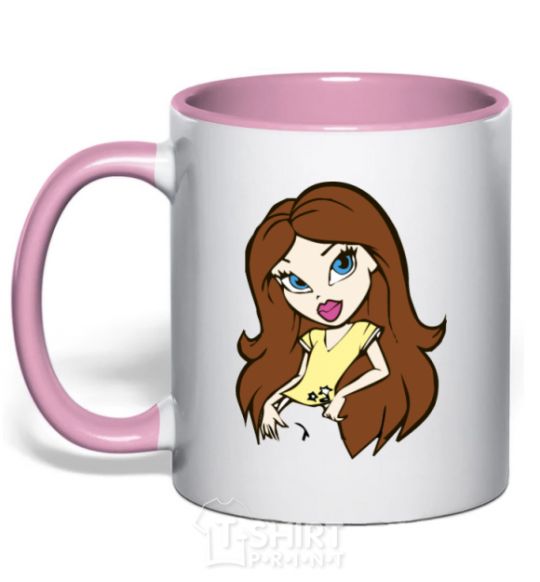 Mug with a colored handle Barbie Bratz light-pink фото