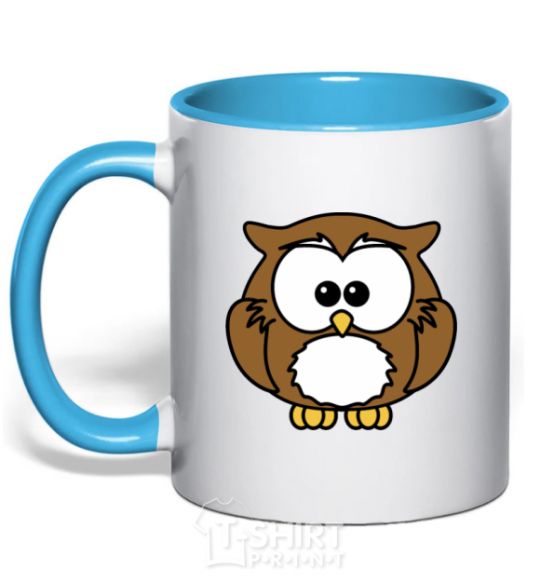 Чашка с цветной ручкой Little owl Голубой фото