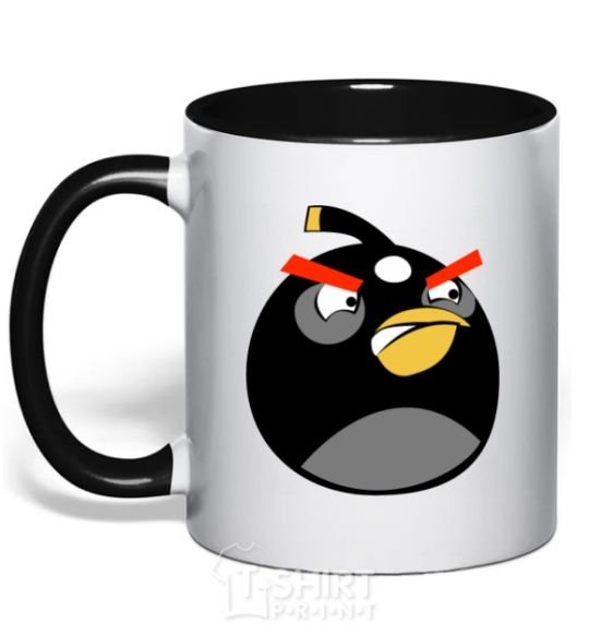 Mug with a colored handle Angry Bomb black фото