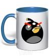 Mug with a colored handle Angry Bomb royal-blue фото