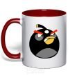 Mug with a colored handle Angry Bomb red фото