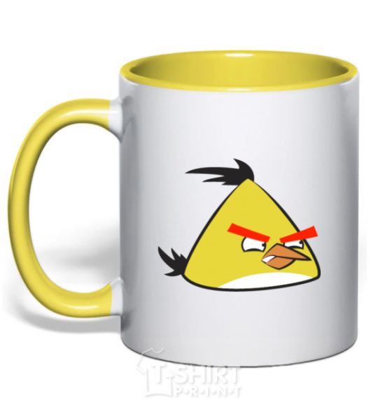 Mug with a colored handle Angry Yellow yellow фото