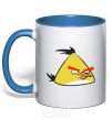 Mug with a colored handle Angry Yellow royal-blue фото