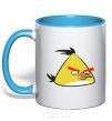 Mug with a colored handle Angry Yellow sky-blue фото