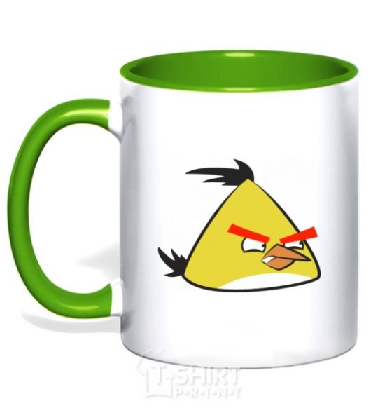 Mug with a colored handle Angry Yellow kelly-green фото
