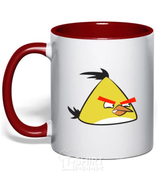Mug with a colored handle Angry Yellow red фото