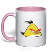 Mug with a colored handle Angry Yellow light-pink фото