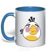 Mug with a colored handle Angry White royal-blue фото