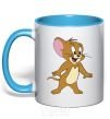 Mug with a colored handle Jerry sky-blue фото