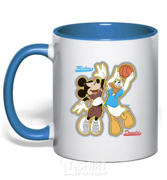 Mug with a colored handle Mickey VS Donald royal-blue фото