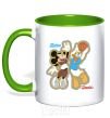 Mug with a colored handle Mickey VS Donald kelly-green фото