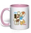 Mug with a colored handle Mickey VS Donald light-pink фото
