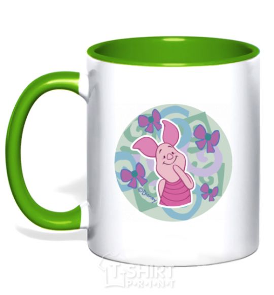 Mug with a colored handle Puh kelly-green фото