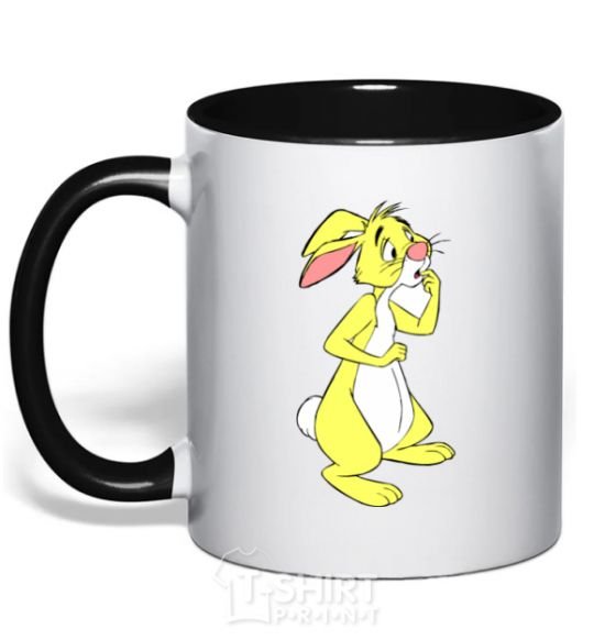 Mug with a colored handle Puh rabbit black фото