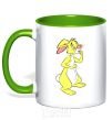 Mug with a colored handle Puh rabbit kelly-green фото