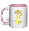 Mug with a colored handle Puh rabbit light-pink фото