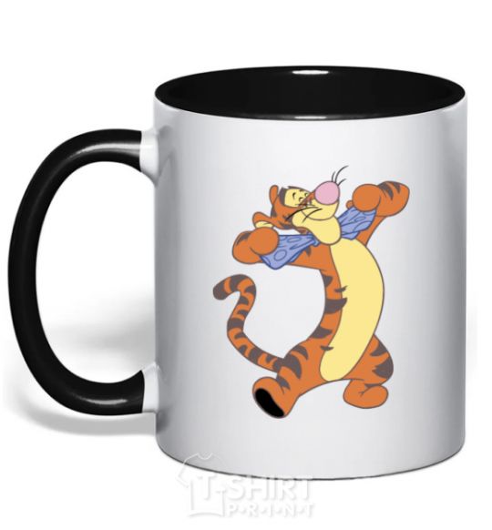 Mug with a colored handle Puh tigg black фото