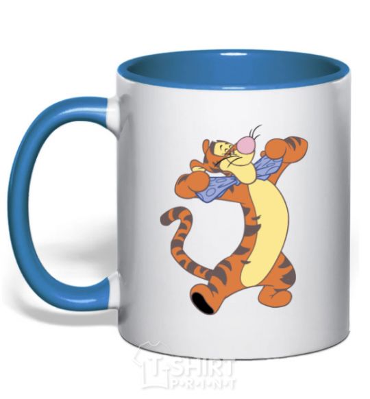 Mug with a colored handle Puh tigg royal-blue фото