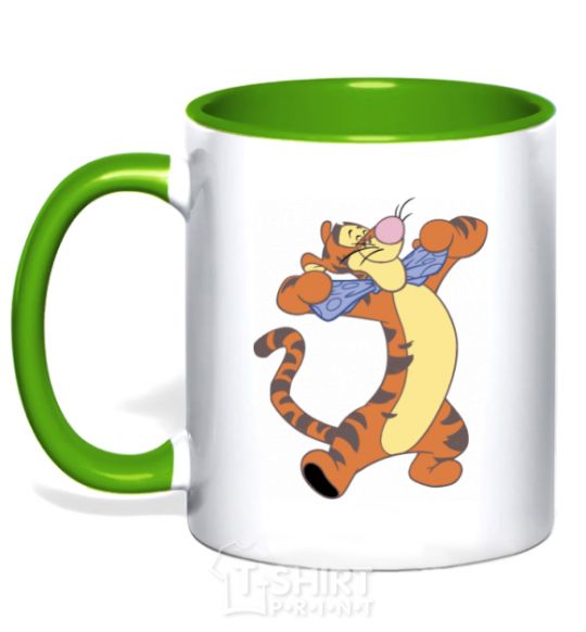 Mug with a colored handle Puh tigg kelly-green фото