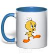 Mug with a colored handle Tweety royal-blue фото