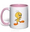 Mug with a colored handle Tweety light-pink фото