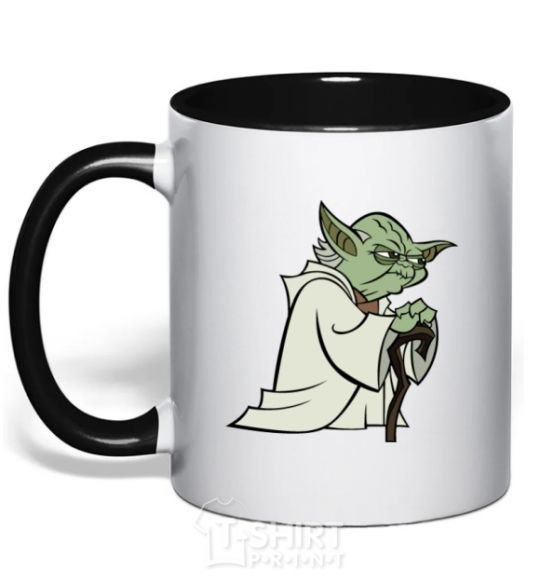 Чашка с цветной ручкой Yoda jedi Черный фото