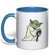 Чашка с цветной ручкой Yoda jedi Ярко-синий фото