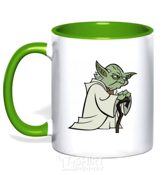 Чашка с цветной ручкой Yoda jedi Зеленый фото