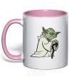 Чашка с цветной ручкой Yoda jedi Нежно розовый фото